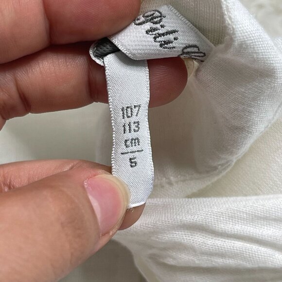 Pili Carrera Kid's White 1/2 Button Down Long Sleeve Linen Cotton Shirt Size 5 - Picture 6 of 9